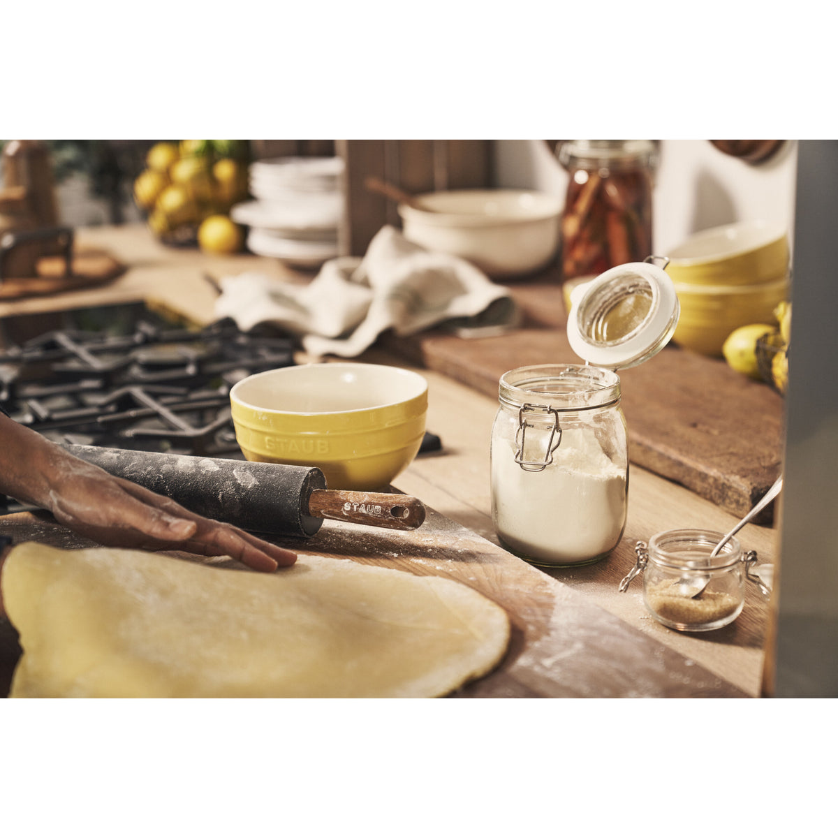 Staub Rolling pin, black | acacia | special shape