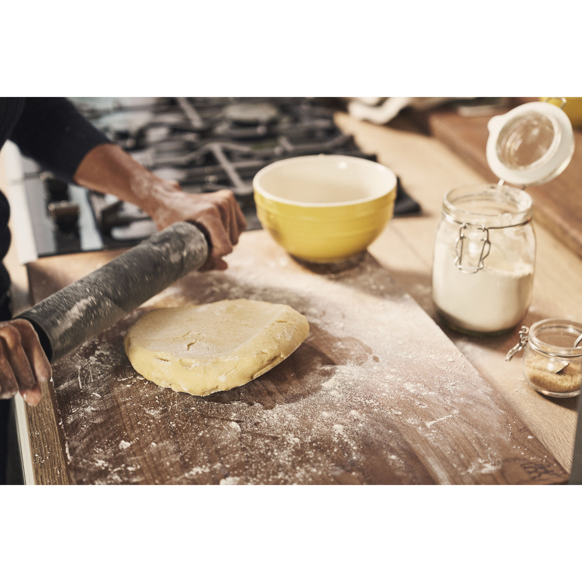 Staub Rolling pin, black | acacia | special shape