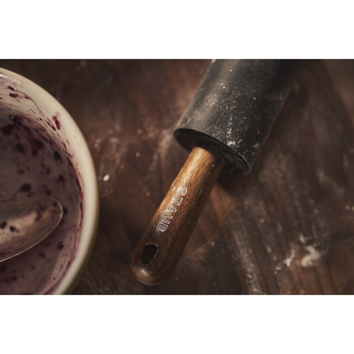 Staub Rolling pin, black | acacia | special shape