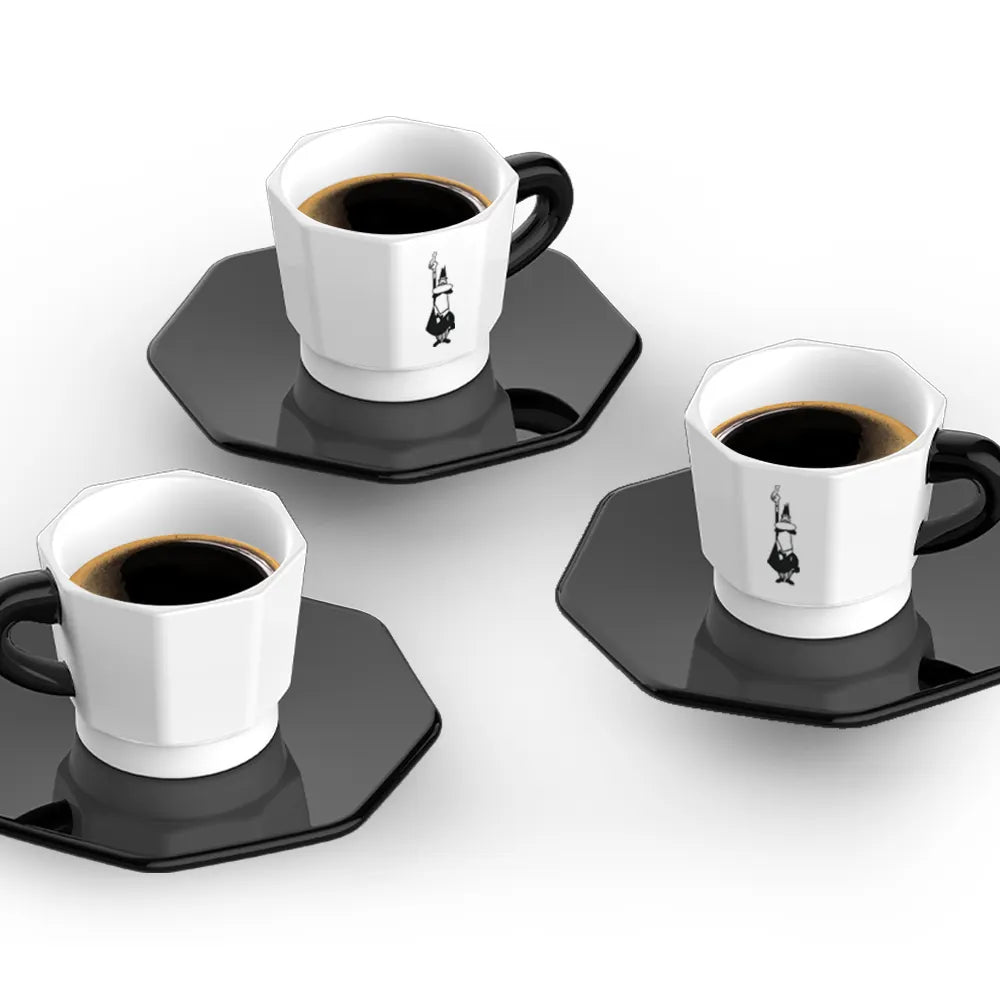 Bialetti Perfetto Moka black/white сет од 4 еспресо шолјички