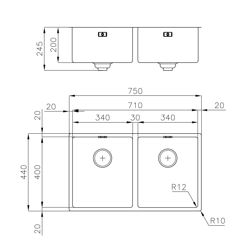 Foster Sudopera Skin Double Undermount 4455 840