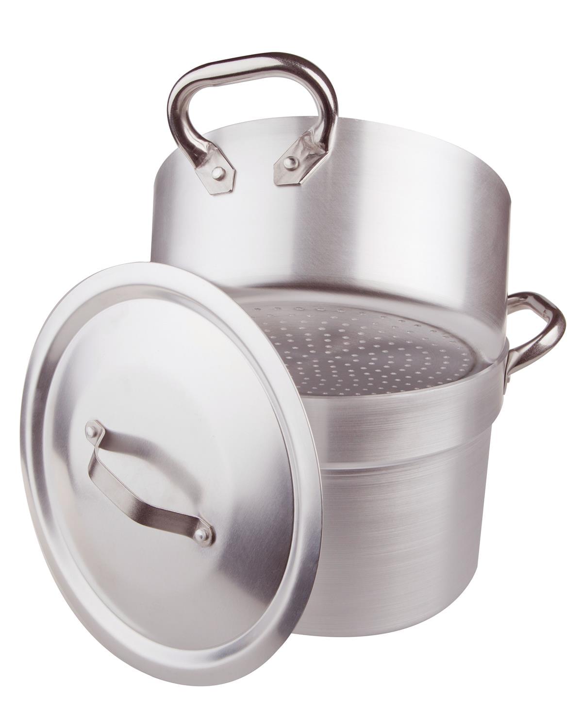 Agnelli set šerpi za povrće (lonac + parni umetak + poklopac) — aluminijum 3 mm (dve inox ručke)