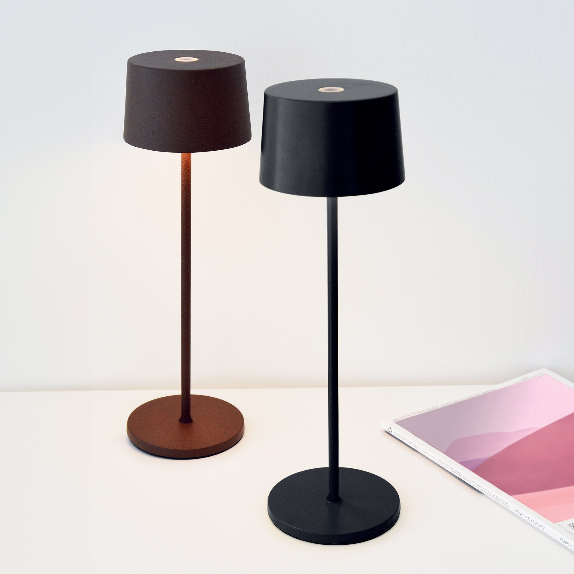 Zafferano Olivia stona lampa Tamno siva