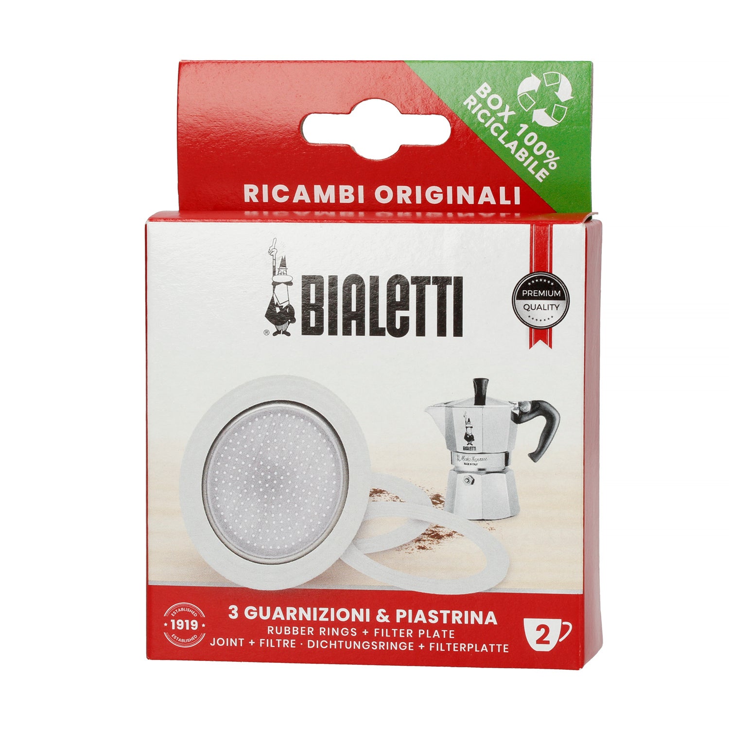 Bialetti резервен дел Сет 3 гумени заптивки и 1 филтер за 2 шолји.