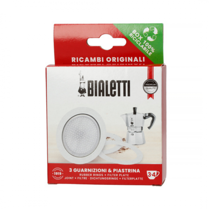 Bialetti резервен дел Сет 3 гумени заптивки и 1 филтер сито за 3/4 шолји