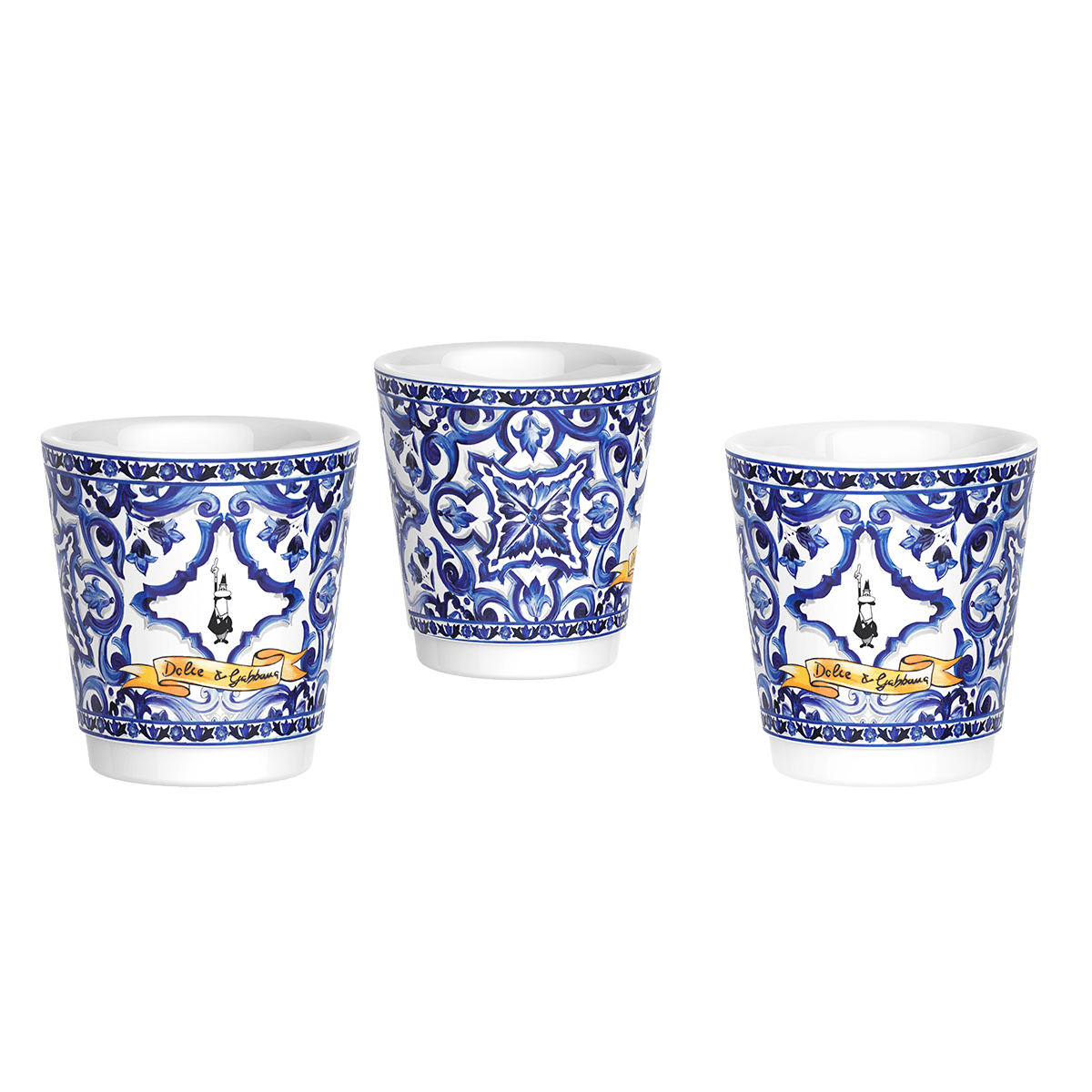 Bialetti Dolce & Gabbana Box Moka Express Blu Mediterraneo за 6 шолј.,3 порцелански шолјички и 3 сребрени лаж.